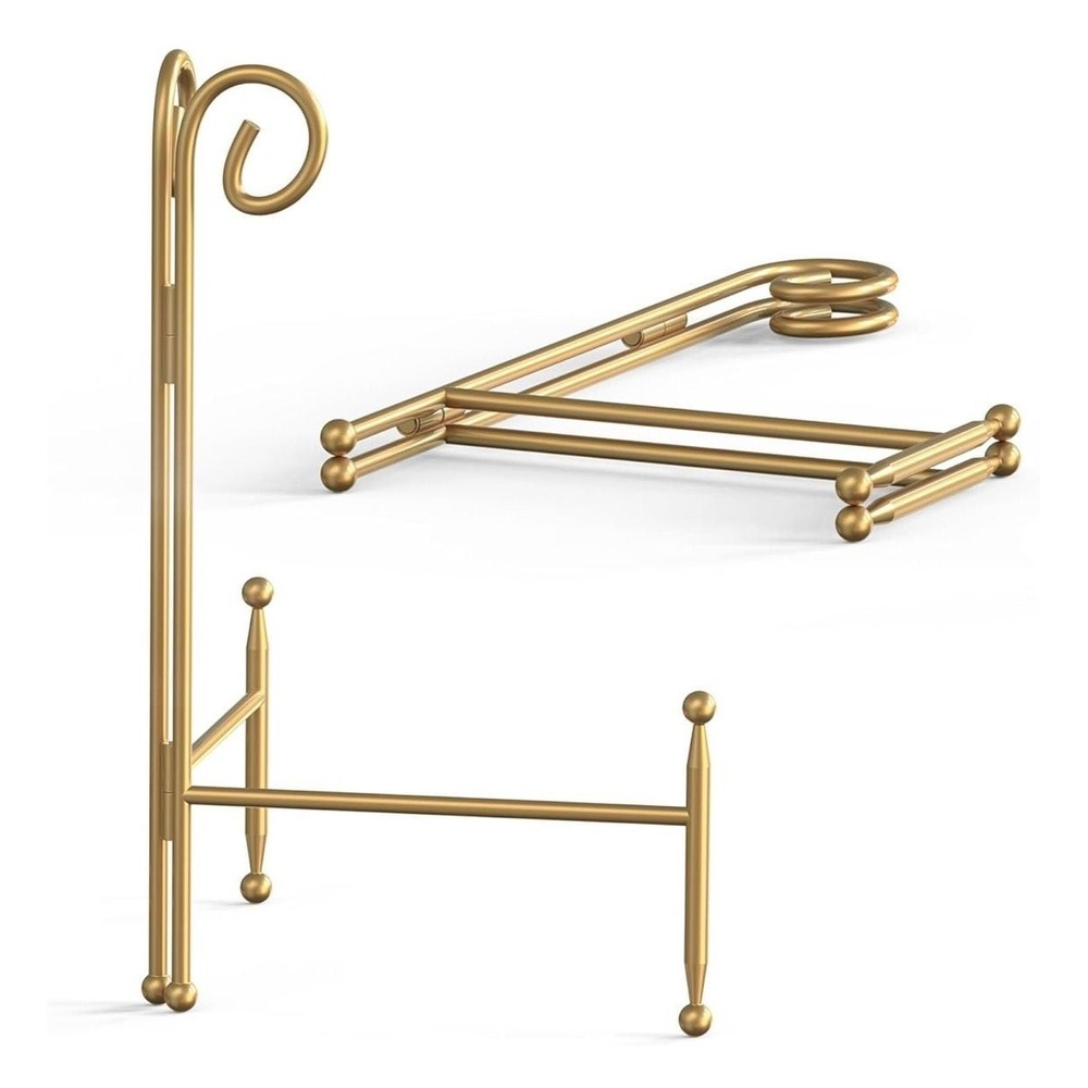 Gold Adjustable Metal Plate Holder Stand, 12 Inch Decorative Easel Display for P